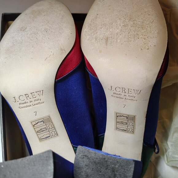 J. Crew Collection - Italian Made Colorblock Midnight Ocean Satin Mary Jane - Picture 5 of 6
